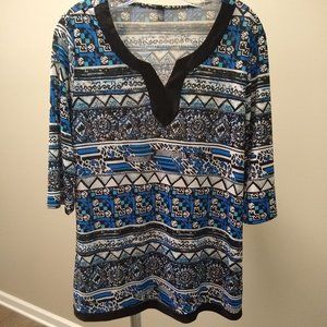 Tunic in Black, Blues and White